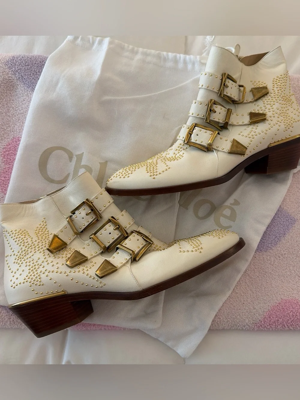 Chloe leather studded ankle boots